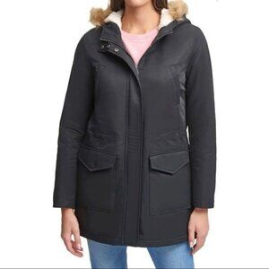 Levi’s Water Repellant Parka Faux Sherling Lining Faux Fur Trim Hood Women’s S